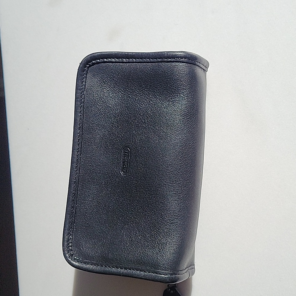 Vintage Coach Black Leather Cosmetic Pouch